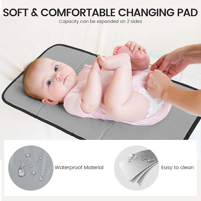 LOVEVOOK Diaper Bag Backpack, Baby Bag with Changing Station, Large Diaper Backpack for Moms Dads, Waterproof Leather Accents Baby Boy and Girl Bag for Travel Baby Essentials - Image 6