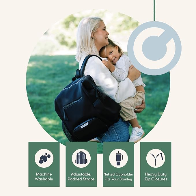 Colugo Neoprene Parent Diaper Backpack With Changing Pad & Pouches | Award-winning, Washable Baby Bag with Insulated Pocket, Luggage Sleeve, Multiple Customizable Compartments, 4 Cupholders - Image 5