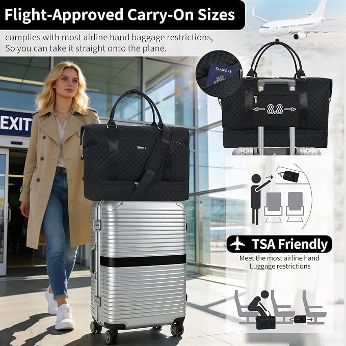 Weekender Bag, Large Travel Duffel Bag for Women, Carry on Overnight Bag with Shoe Compartment and Toiletry Bags - Image 5