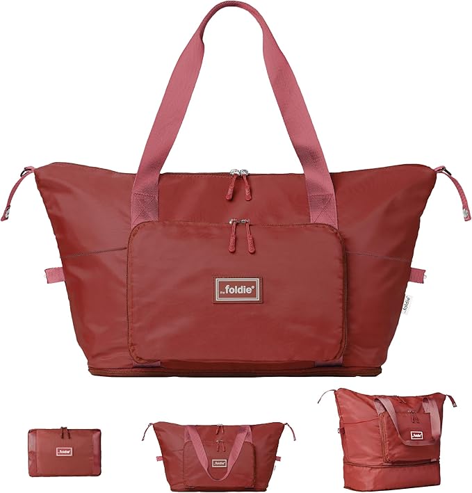 The Foldie Foldable Travel Bag for Women - 40L Weekender Bag with Multiple Pockets - Carry On Expendable Travel Bag by TheFoldie