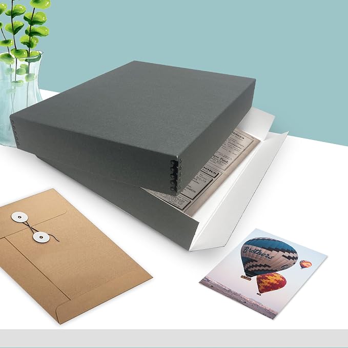Golden State Art, Drop Front Archival Storage Box, Gray, 14.75x18.75x3 Inch | Acid-Free Museum Box with Metal Edge Corner, for Storing Artwork Photos Documents Prints Arts And Crafts - Image 8