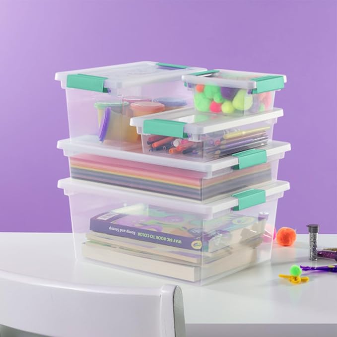 Sterilite Clip Box, Stackable Clear Plastic Bins- Small, 18-Pack | Storage Containers with Latching Lids for Writing, Arts or Crafts Supplies - Home, Office, Classroom & Workshop Organization - Image 6