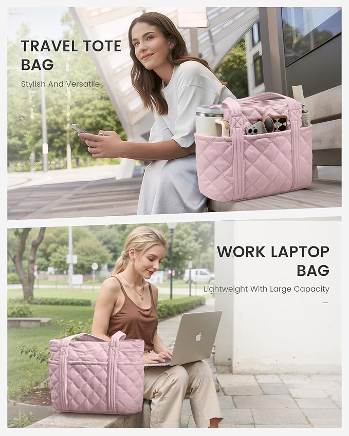 LOVEVOOK Puffer Tote Bag for Women, Puffy Work Handbag with Cup Holder, Travel Carry On Bag with Zipper for Teacher Nurse Gym - Image 6