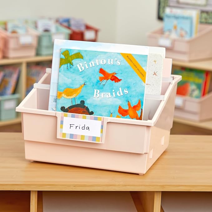 Really Good Stuff Picture Book Classroom Library Bins with Dividers, 6-Pack | Sand, 13.5 in W x 13.5 in D x 7.75 in - Image 6