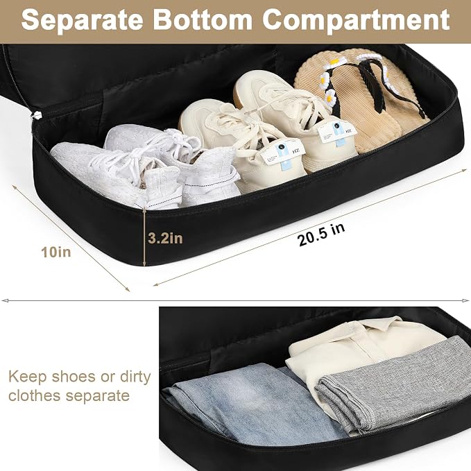 Weekender Bags for Women, 21" Travel Duffle Bag with Shoe Compartment | 3PCS Carry On Overnight Large Duffel Bag with Crossbody Bag and Toiletry Bag for Weekend Travel Gym Hospital Business Trip - Image 5