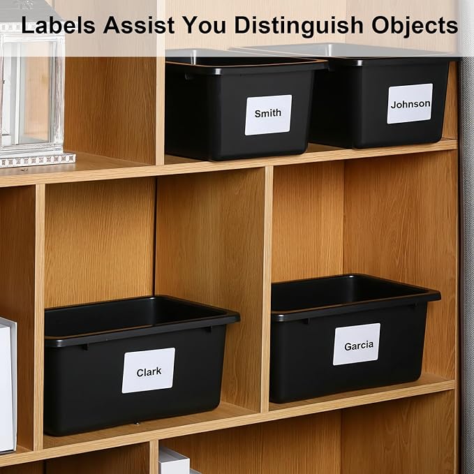 Outus 36 Pack Book Bins for Classroom Library Bulk Plastic Cubby Storage Bins Small Toy Organizer Containers with Self Adhesive Label for Kids Students Teachers School Office Home(Black) - Image 6