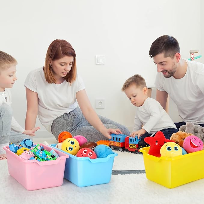 16 Pcs Cubby Bins for Classroom Plastic Book Bins,Candy Color | Storage Bins for Classroom Library, Plastic Stackable Toy Tubs Containers for School Office Home Nursery Playroom - Image 7