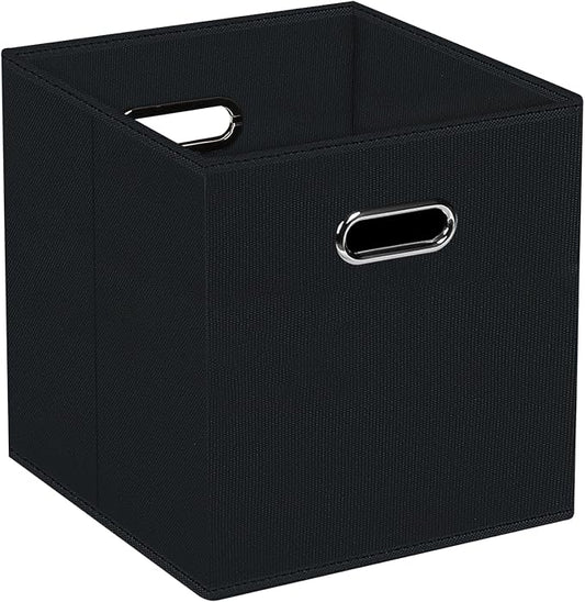 STOREONE Fabric Storage Bins Cubes Baskets Containers-(11X11X11) with Dual Handles for Shelf Closet, Nursery Home ， Bedroom Organizers, Foldable Set of 1 (black) by STOREONE