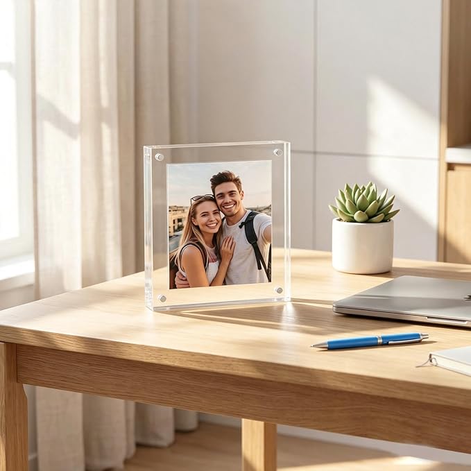 Meetu Acrylic 5x5 Picture Frame 5 Pack Clear Two Sided Desk Photo Frame Magnetic Frame Inner Size 4x4 with Gift Pack for Display Family Pictures Baby Photos Friends Pictures Pet Dog Picture - Image 7