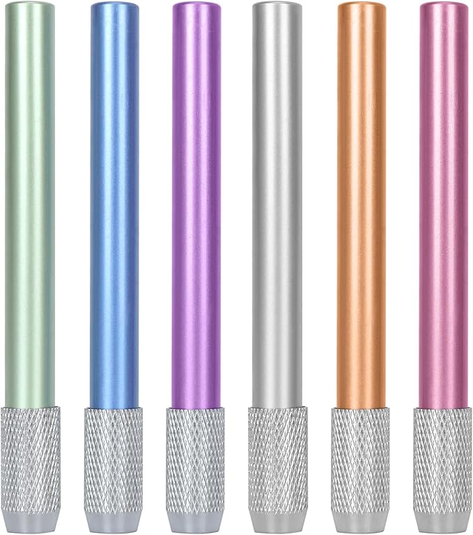YOUSHARES Aluminum Assorted Colors Pencil Lengthener – Pencil Extender Holder for Colored Pencils in Regular Size (6 Pcs) by YOUSHARES