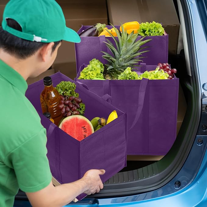 Hillban 30 Pack Large Reusable Shopping Bags Bulk | Heavy Duty Foldable Grocery Bags 16 x 13 x 10 Inch, Washable Portable Storage Totes with Reinforced Handles - Image 2