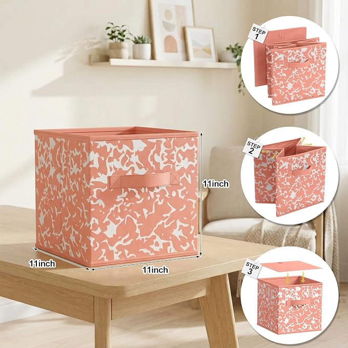 LemonRoad 6 Fabric Cube Storage Bin 11'' Classroom Bin,Macaron,Classic - Image 2