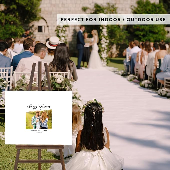 Andaz Press Custom Large Canvas Wedding Guest Book Alternative, 16 x 20 Inches, Always & Forever White Photo Horizontal Personalized Sign Our Canvas Guest Book Signs For Wedding Rustic Woodland Theme - Image 5