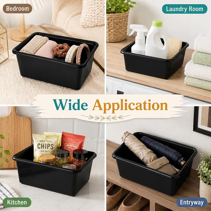 gisgfim 24 Pack Plastic Cubby Storage Bins Crew Toy Stackable Bin Classroom Plastic Cubby Bins Stackable Storage Containers Classroom Book Bin for Student Teacher School Office Home(Black) - Image 6