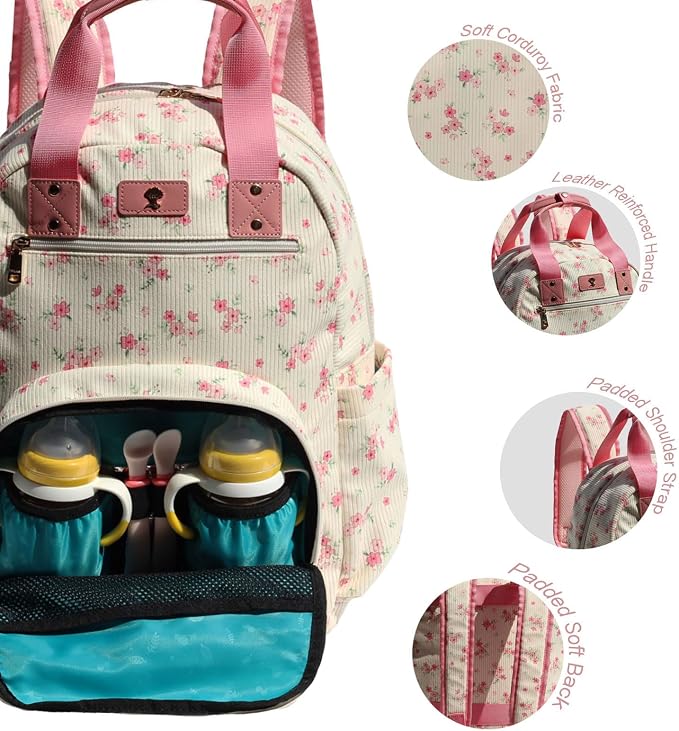 Diaper Bag Backpack Corduroy Multifunction Baby Fashion Travel Pack office Laptop Bag - Image 2