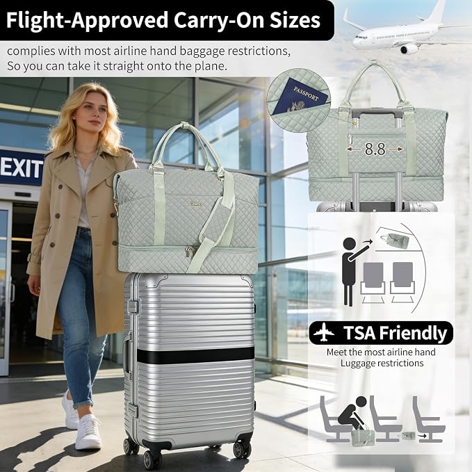Weekender Bag, Large Travel Duffel Bag for Women, Carry on Overnight Bag with Shoe Compartment and Toiletry Bags - Image 5