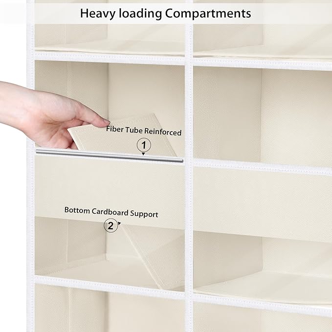 Univivi Upgraded Over the Door Organizer for Baby Nursery, Beige, 5-Shelf | Fabric Door Organizer with Clear Window Deep Pockets, Over Door Hanging Organizer for Baby Essential, Bedroom, and Dorm - Image 5