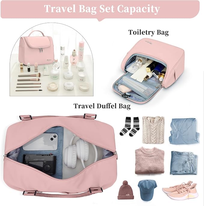 Travel Duffle Bag with Shoe Compartment,Weekender Bags for Women | Carry on Overnight Bag with Toiletry Bag,Gym Duffel Bag with Wet Pocket - Image 2