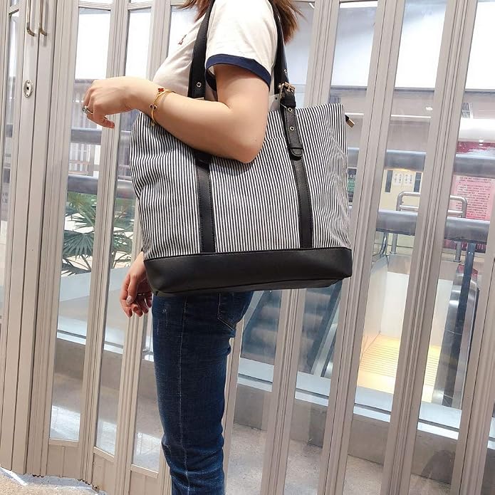 Women's Canvas Shoulder Work Tote Purses Large Top Handle Everyday Bag Diaper Handbag - Image 2