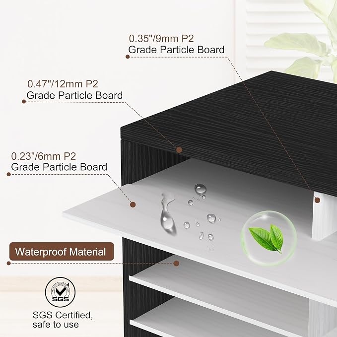 EasyPAG 60 Compartments Wooden Literature Organizer with Adjustable Shelves, 30000 Sheets Capacity Paper Organizer, Classroom Mailbox and Mail Sorter for Teachers and Office, Black/White - Image 3