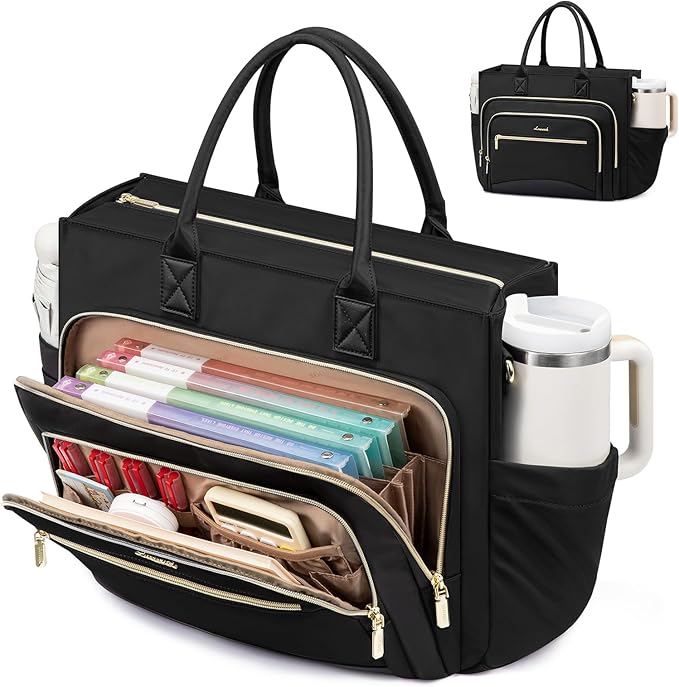 LOVEVOOK Work Tote Bags for Women,Laptop Teacher Bag With File Organizer | Large Cup Holder,Teacher Tote Bag,Nurse Bags,Multi-Pockets Professional Briefcase Business Purses Handbag by LOVEVOOK
