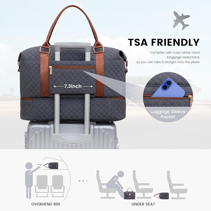 LOVEVOOK Travel Duffle Bag,Weekender Bags for Women with Shoe Compartment，Carry on Overnight Bag with Toiletry Bag,Gym Duffel Bag with Wet Pocket, Hospital Bags for Labor and Delivery - Image 4