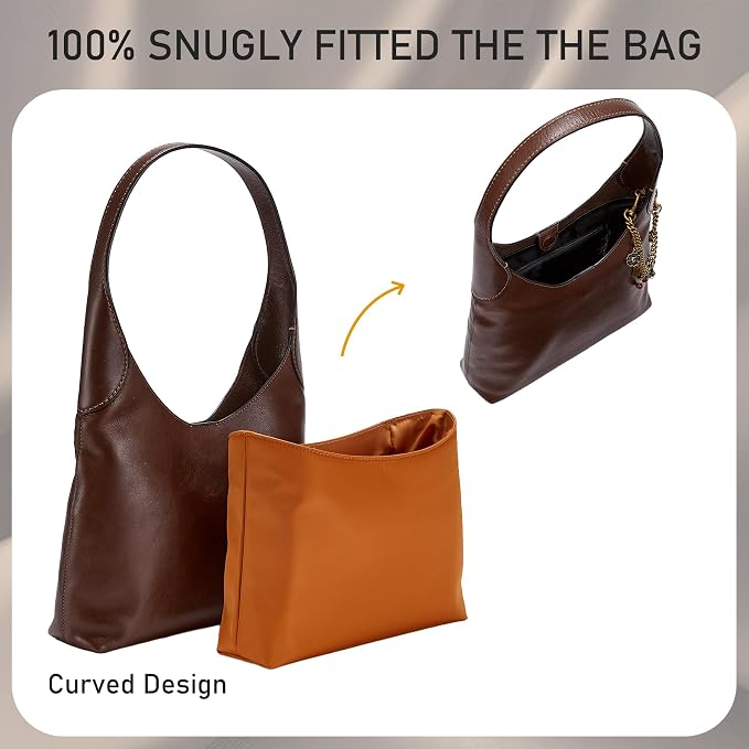 Brooklyn 28 Bag Insert, Purse Organizer Insert for Coach, Nylon Honey | Waterproof Nylon For Coach Brooklyn Shoulder Bag 28, Lightweight, 5 Compartments Zipper Pocket, Elastic Holders - Image 7