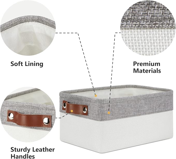 DULLEMELO Storage Baskets Bins for Organizing, Small Fabric Baskets for Shelves, Closets, Nursery, Home, Office, Empty Gift Baskets (6-Pack, Grey&White) - Image 3