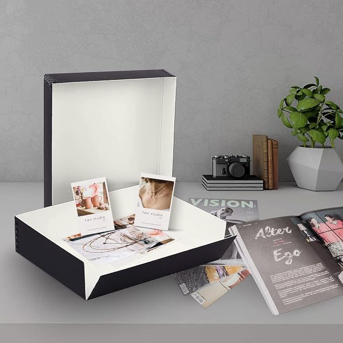 Lineco Drop Front Archival Storage Box, 9.75x12.75x3 in, Black, 2 Pack | Acid-Free with Metal Edge, Preserves Picture Longevity, Organize Photos, Newspapers, Prints, Documents, Crafts, DIY - Image 8