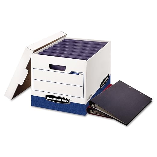 Bankers Box BINDERBOX Heavy-Duty Storage Boxes, FastFold, Lift-Off Lid, Fits Binders 1 1/2 to 3 Inches, 12 1/4 x 18 1/2 x 12, Case of 12 (0073301) by BankersBox