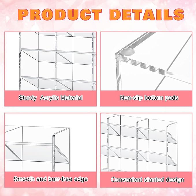 MotiMind Acrylic Pen and Marker Organizer for 420 Markers | 30 Compartments, Vertical Marker Pencil Organizer, Acrylic Pen Display Holder, Art Supply Storage for Desk Stationery, Clear - Image 3