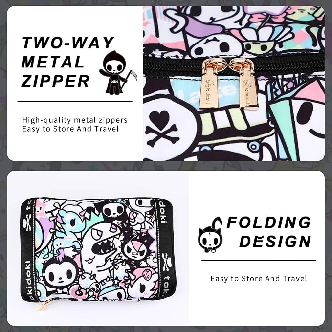 Tokidoki Unicorno Foldable Duffle Bag for Travel, 40L Expandable Weekender Bags with Trolley Sleeve Overnight Bags for Travelling (White) - Image 6