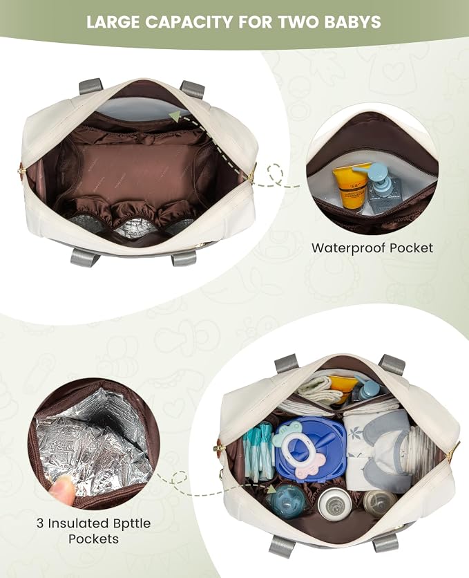 LOVEVOOK Diaper Bag Tote, Baby Diaper Bag Waterproof Travel Diaper Tote with Changing Pad - Image 4