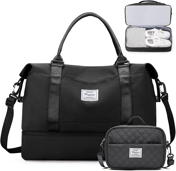 Weekender Bags for Women,Personal Item Travel Bag with Shoes Compartment | Overnight Travel Duffel Bag with Grid Toiletry Bag,Carry-On Bag,Extra Large by SYCNB