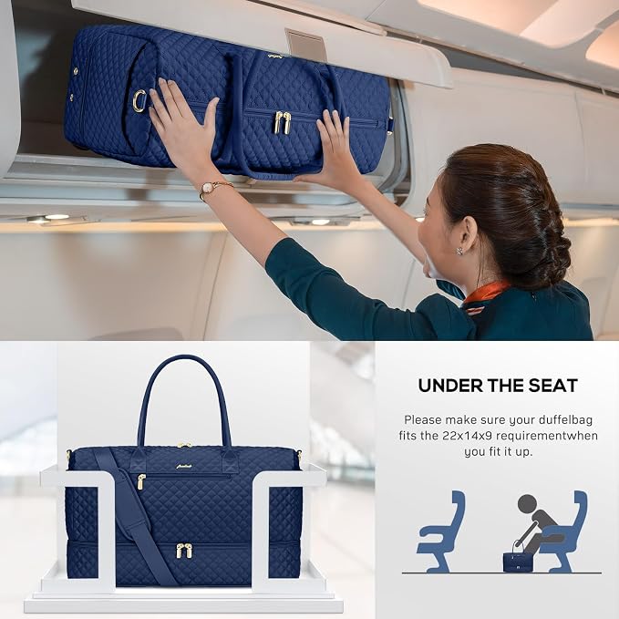 Travel Weekender Bags for Women - Carry on Overnight Bags with Shoe Compartment Duffle Bag with Laptop Pocket Hospital Bag for Labor Delivery Gym Tote Bag with Toiletry Bag Blue - Image 7
