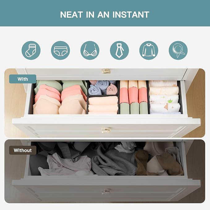 Drawer Organizer Clothes, 21 Pack Dresser Organizer for Baby Clothes, Underwear, Sock - Foldable Closet Organization and Storage Dividers Bins for Nursery, Bedroom (Black) - Image 3