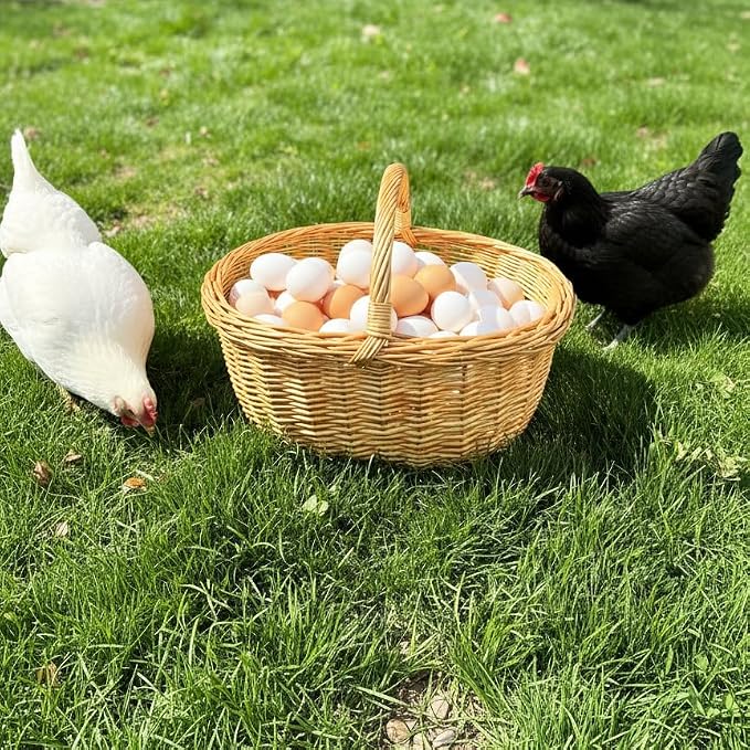 Large Oval Wicker Picnic Basket with Sturdy Handle - 18x14x13 Inch Handwoven Willow Storage Basket for Picnic, Camping, Home Organization, Fruit and Vegetable Serving - Image 2