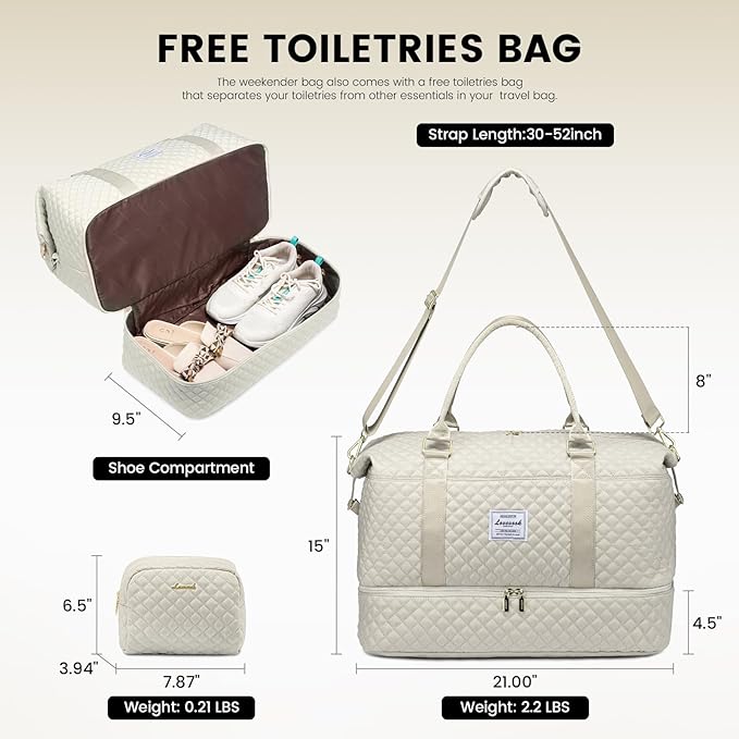 LOVEVOOK Travel Duffle Bag,Weekender Bags for Women with Shoe Compartment，Carry on Overnight Bag with Toiletry Bag,Gym Duffel Bag with Wet Pocket, Hospital Bags for Labor and Delivery - Image 2
