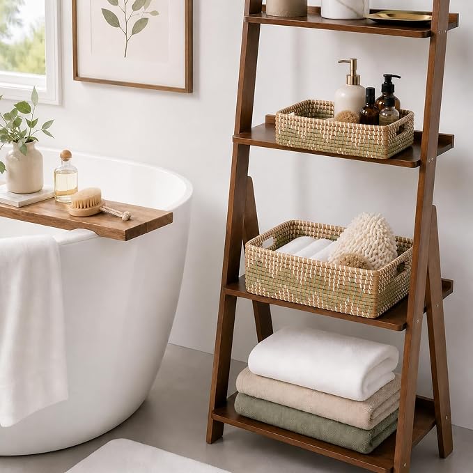 Seagrass Laundry Hamper Set with Lids, 4-Piece Handwoven Wicker Storage Baskets with Washable Liners, Includes 2 Large Hampers and 2 Shelf Bins for Bedroom Bathroom Laundry Room - Image 7