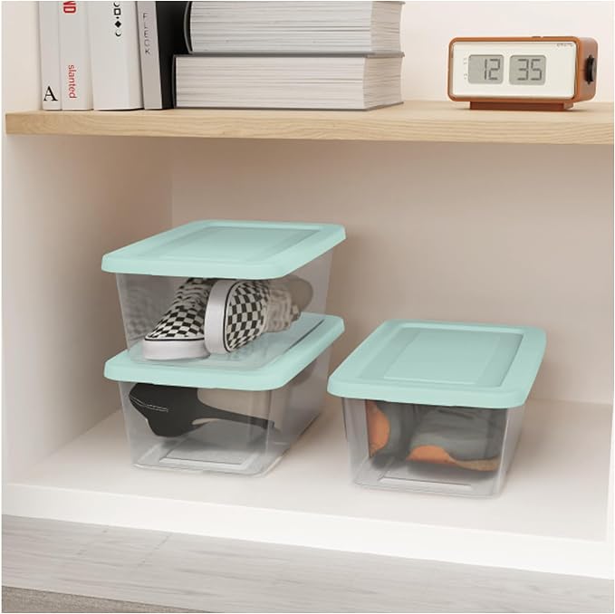Sterilite 5-Pack Stackable Storage Bin with Lid, Clear Plastic Design, 6 Quart - Image 5