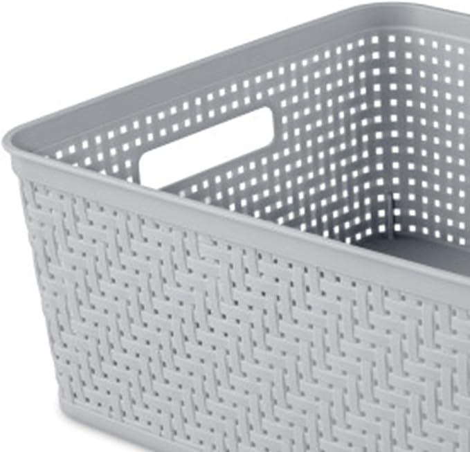 Sterilite 24 Pack Plastic Storage Bin Organization Containers, Short Baskets, Cement - Image 6
