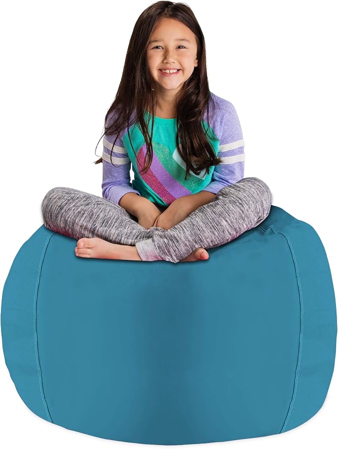 Posh Stuffable Kids Stuffed Animal Storage Bean Bag Chair Cover - Childrens Toy Organizer, Large 38" - Heather Teal by PoshCreations