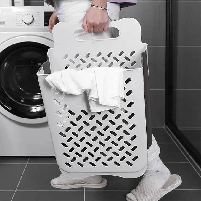 Plastic Collapsible Hanging Laundry Baskets with Carry Handle, Space-Saving Wall Hanging Laundry Basket Durable Tall Folding Plastic Laundry Hamper Waterproof Dirty Clothes Organizer XL+L - Image 7