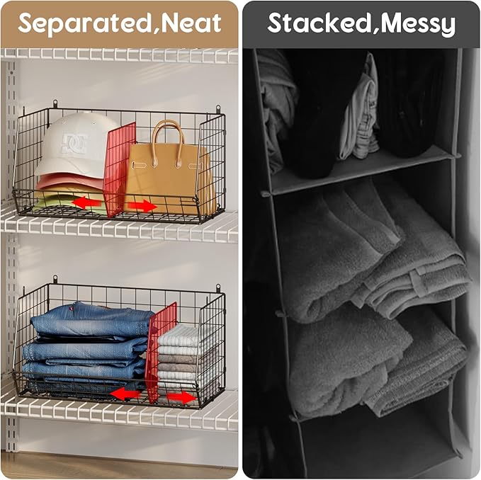 Jautokerdar 3 Tier Closet Hanging Shelves with Divider, Extra Large Closet Organizers and Storage, Clothes Hanging Organizer Clothing Sweaters Handbags Clutches Accessories - Image 6