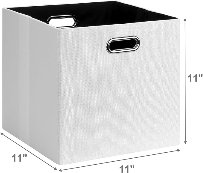 Posprica 11x11 Storage Cubes, Collapsible Storage Bins with Dual Handles, Fabric Foldable Storage Boxes Basket for Closet Shelf Cabinet Bookcase Organization, Set of 4, White - Image 2