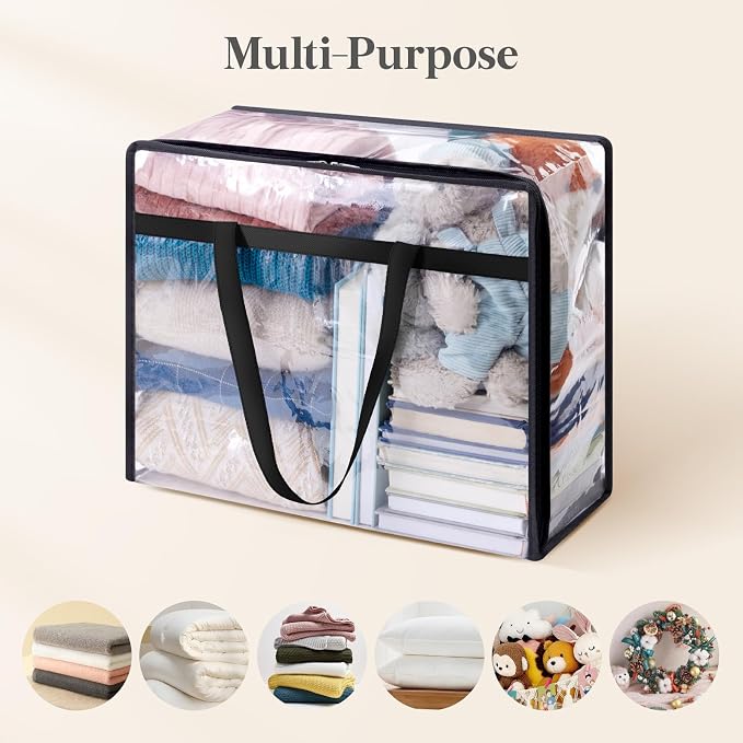 Lifewit 20 Pack Clear Clothes Storage Bags, 45L Plastic Blanket Storage Bag, Vinyl Foldable Moving Bags with Zipper, Closet Organizers and Storage Containers for Bedding, Duvet, Comforter - Image 5