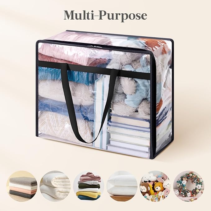 Lifewit 16 Pack Clear Clothes Storage Bags, 45L Plastic Blanket Storage Bag, Vinyl Foldable Moving Bags with Zipper, Closet Organizers and Storage Containers for Bedding, Duvet, Comforter - Image 5