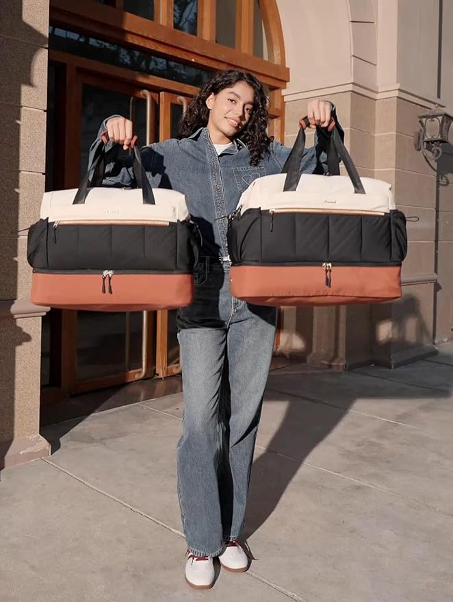 LOVEVOOK Travel Duffel Bag, Weekender Bags for Women, Large Overnight Bags with Shoe Compartment, 47L Carry on Gym Hospital Bag with Wet Pocket, 2 Pcs - Image 6