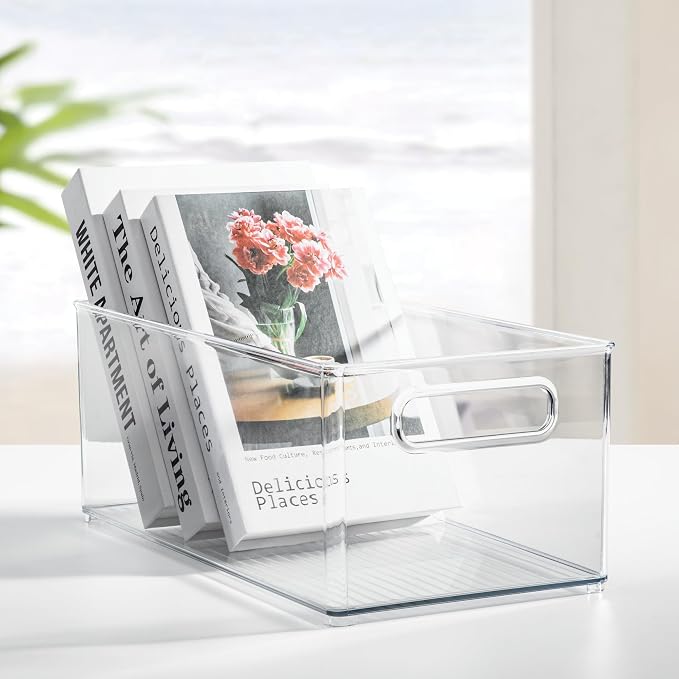 iDesign Kitchen Binz Stackable Organizer, 8" x 6" x 14.5", Clear | BPA-Free Plastic, Deep, With Handles - Image 8