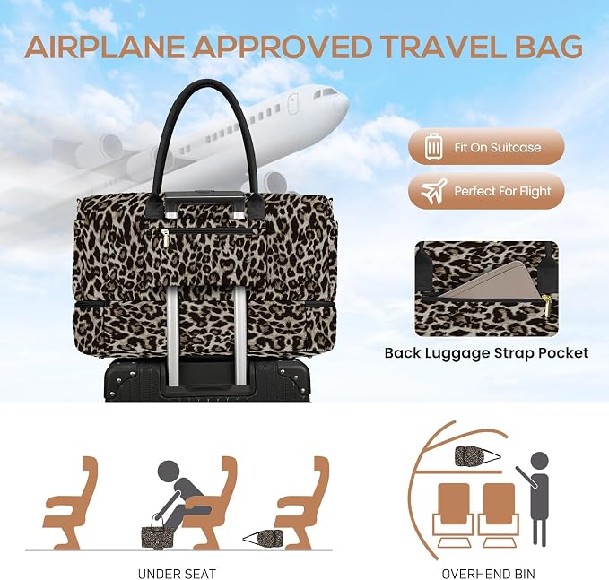 Travel Weekender Bags for Women: Duffel Bag with Shoe Compartment Overnight | 40L Capacity for 5 Day Trip Waterproof Durable Toiletry Bag Wet Pocket for Damp Items Suitable for Weekend Trips Hospital - Image 8